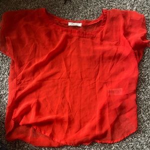 red loose blouse